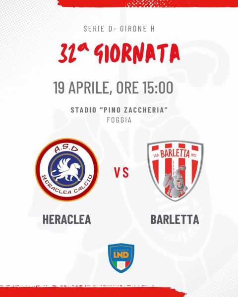 Heraclea Calcio - Barletta 1922: divieto vendita biglietti nella provincia BAT 